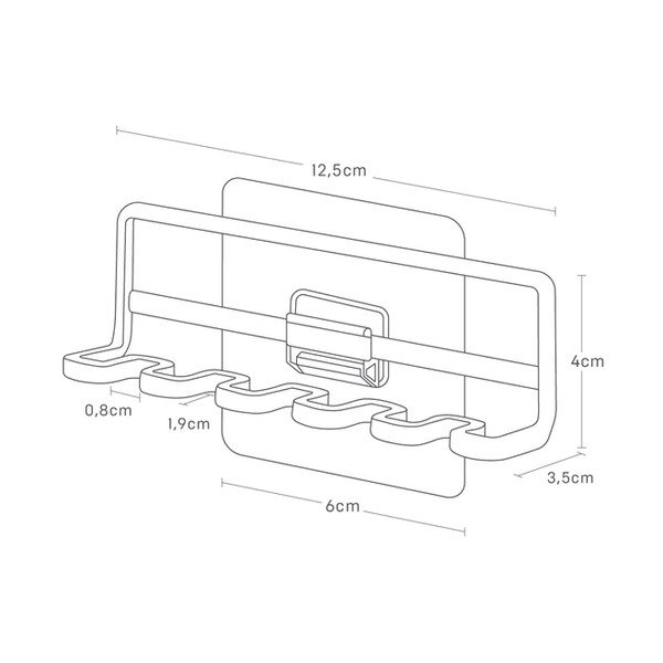 Bijeli metalni samoljepljiv držač za četkice za zube Film Hook – YAMAZAKI-image-4