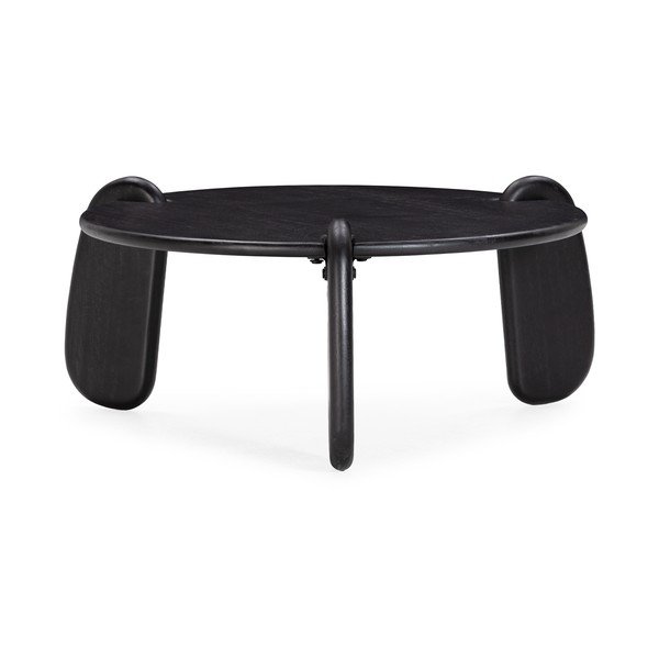 Crni okrugao stolić za kavu od masivnog manga ø 80 cm Tamira – MOME