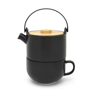 Crni keramički čajnik sa šalicom Bredemeijer Umea, 500 ml