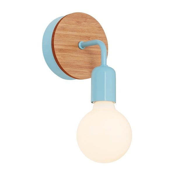 Svjetloplava zidna svjetiljka s drvenim detaljima Homemania Dekor Valetta