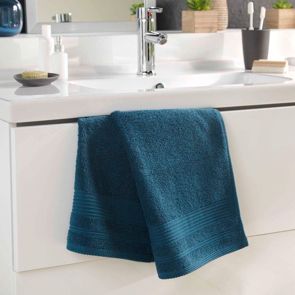 Tamno plavi pamučni ručnik od frotira 50x90 cm Tendresse – douceur d'intérieur-image-1