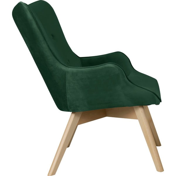 Tamno zelena baršunasta fotelja Niko – Ropez-image-3