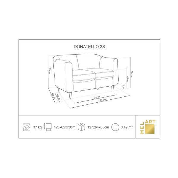 Siva sofa od baršuna Kooko Home Glam, 125 cm-image-1