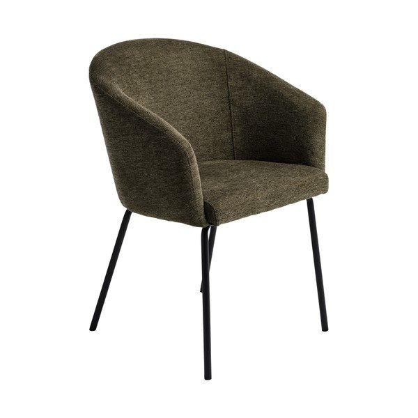 Kaki zelena podstavljena blagovaonska stolica s naslonima za ruke Easton – Unique Furniture