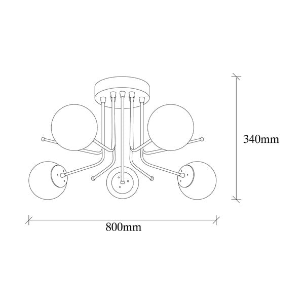 Bijela/mjedena stropna svjetiljka sa staklenim sjenilom 80x80 cm Daisy – Opviq lights-image-3