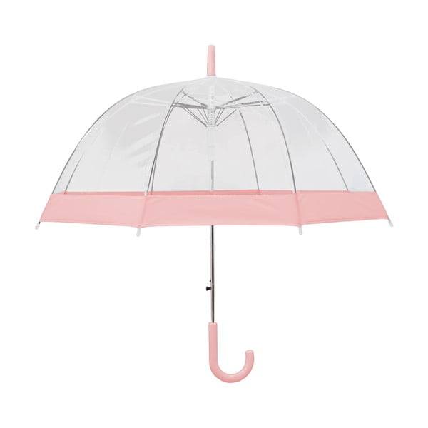 Prozirni štapićasti kišobran s automatskim otvaranjem Ambiance Pastel Pink, ⌀ 85 cm