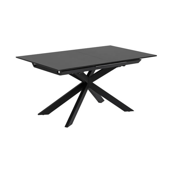Crni proširiv blagovaonski stol sa staklenom pločom stola 90x210 cm Atminda – Kave Home