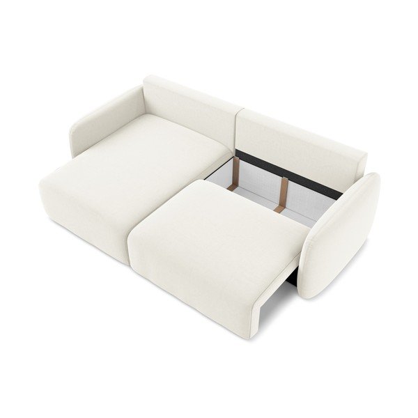 Krem baršunasti sklopiva/s prostorom za odlaganje kutna garnitura (s lijevim kutom/s ležaljkom) Kalena – Makamii-image-4