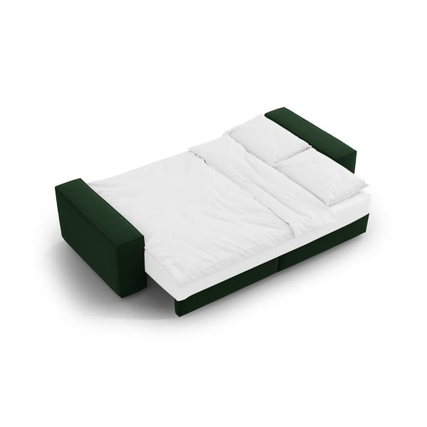 Tamno zelena baršunasti sklopiva/s prostorom za odlaganje sofa 247 cm Jodie – Micadoni -image-4