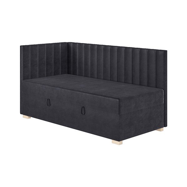 Tamno plavi kutni dječji krevet s prostorom za pohranu s madracem 90x200 cm Snugi – Ghado-image-4