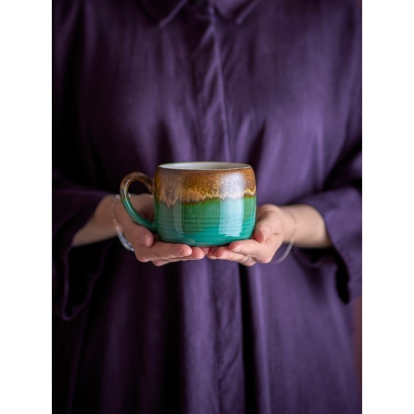 Zelene/smeđe šalice u setu 4 kom od kamenine 400 ml Sheen – Bloomingville-image-1