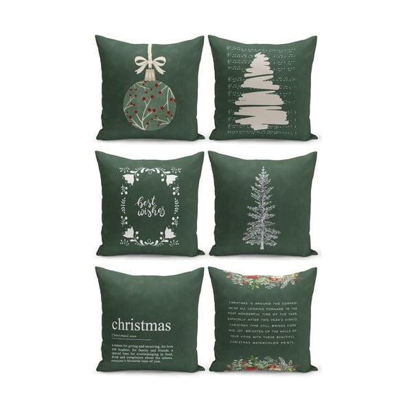 Set od 6 božićnih ukrasnih jastučnica Kate Louise Christmas Noel, 43 x 43 cm