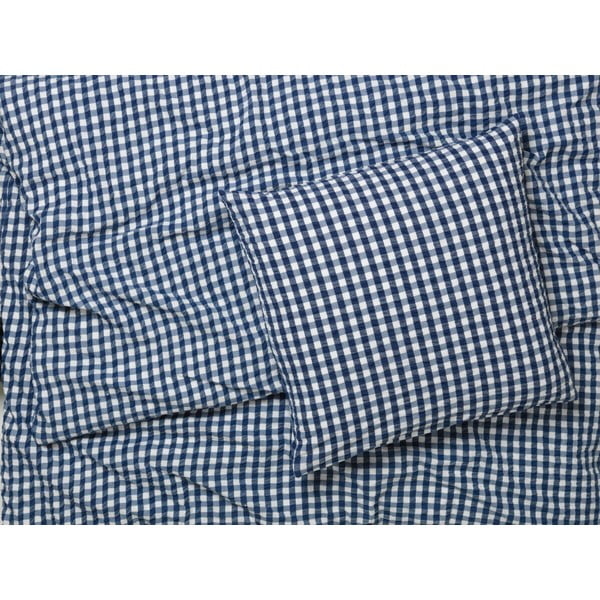 Bijelo-tamno plava posteljina za krevet za jednu osobu od krepa 140x200 cm Bæk&Bølge – JUNA-image-1