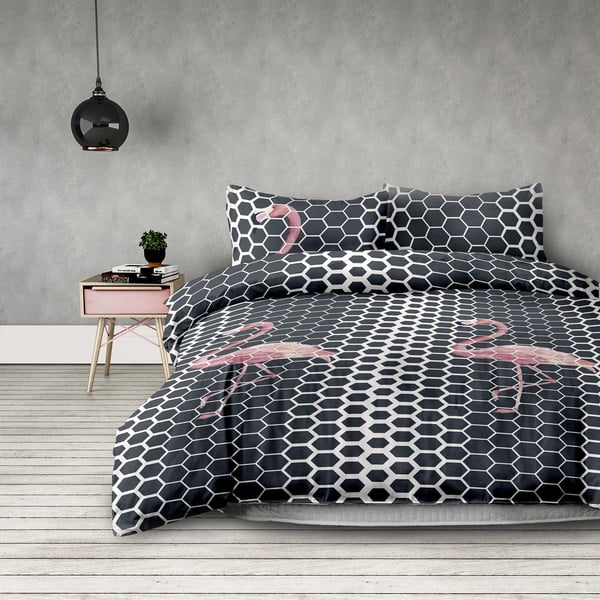 Set od 2 posteljine od mikrovlakana za krevet za jednu osobu AmeliaHome Flamingo Dark, 155 x 220 cm