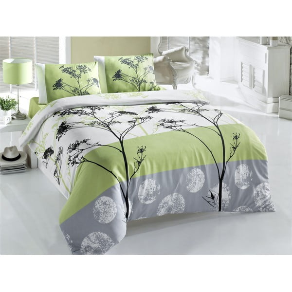 Zelena posteljina s plahtom za bračni krevet Blezza, 200 x 220 cm