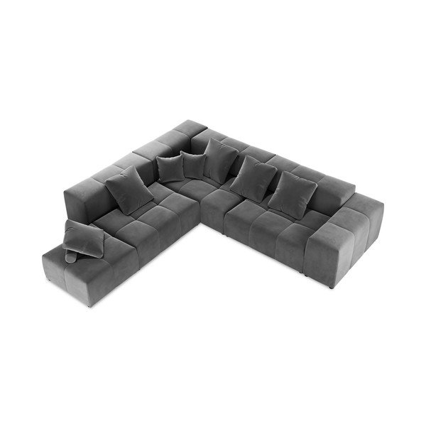 Siva baršunasta kutna garnitura  (varijabilna) Rome Velvet - Cosmopolitan Design-image-4