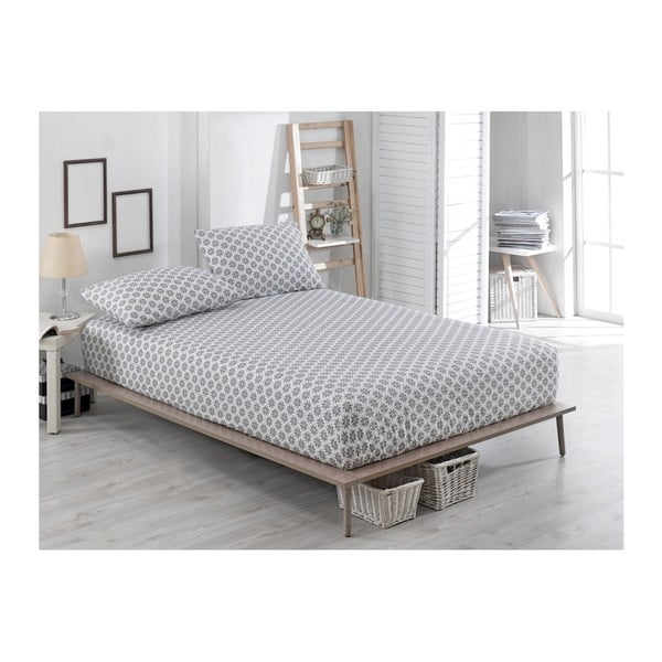 Set elastičnih plahti i jastučnice za krevet za jednu osobu Clementino Gris Pen, 100 x 200 cm