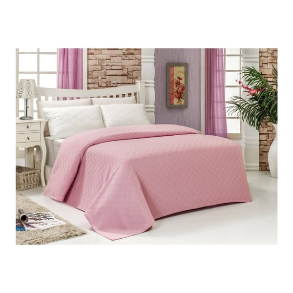 Ružičasti pamučni pokrivač za bračni krevet Audrey 200 x 240 cm