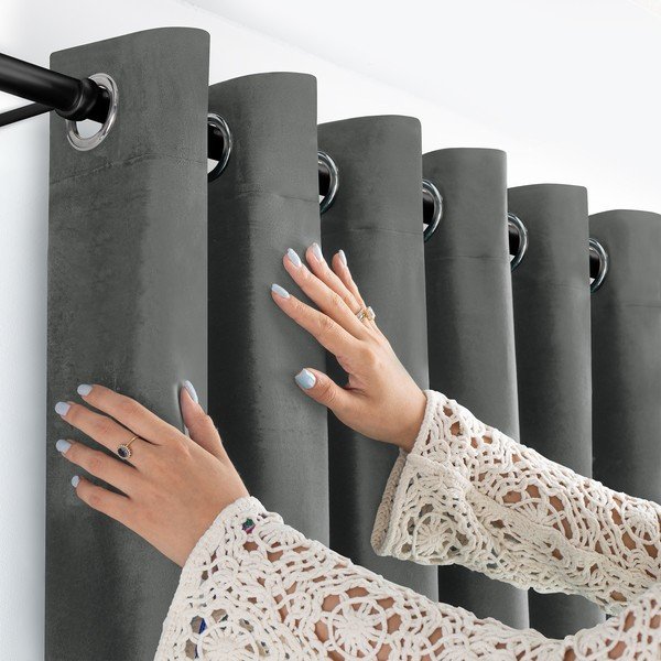 Tamno siva zavjesa za djelomično zamračenje od samta 530x175 cm Velto – Filumi-image-2