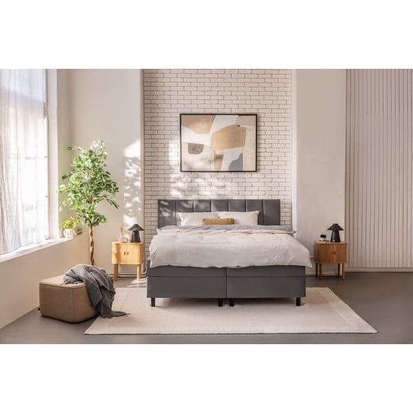 Sivi boxspring krevet s prostorom za odlaganje 180x200 cm Elva Bold Line – Bonami Selection-image-3