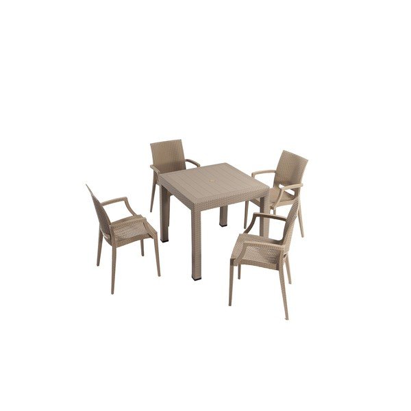 Bež vrtni blagovaonski set od umjetnog ratana za 4 osobe Rattan – Floriane Garden