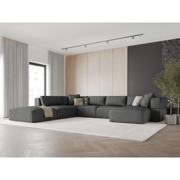 Tamno siva kutna garnitura (s lijevim kutom/u obliku slova "U") Esther – Milo Casa-image-1