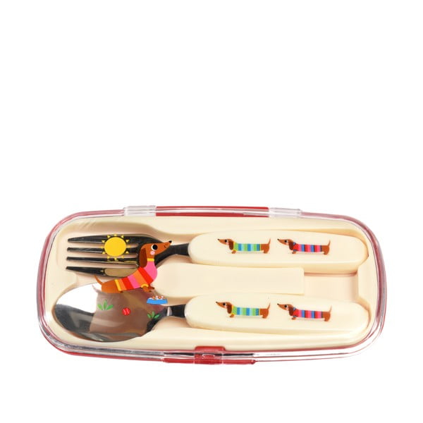 Dječji pribor za jelo 2 kom od nehrđajućeg čelika Sausage Dog – Rex London-image-3