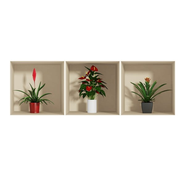 Set od 3 naljepnice s 3D efektom Ambiance Flower-image-2