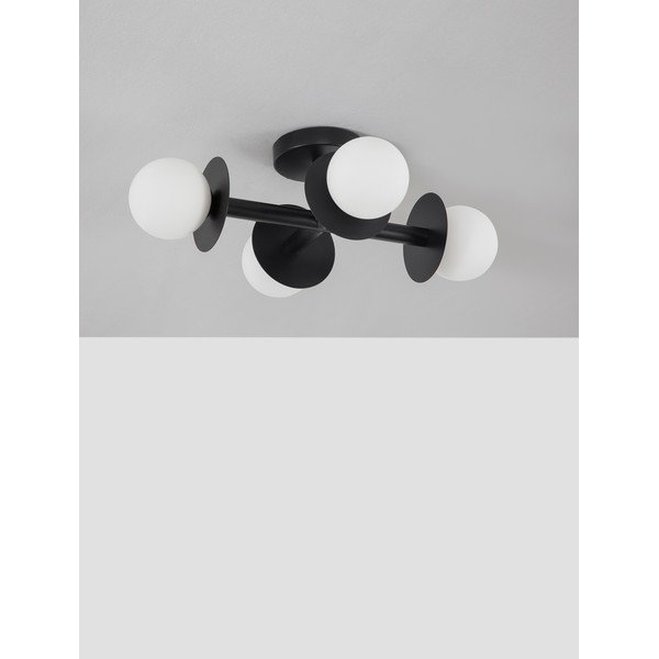 Bijela/crna metalna stropna svjetiljka sa staklenim sjenilom 37x51 cm Pielo – Nova Luce-image-2