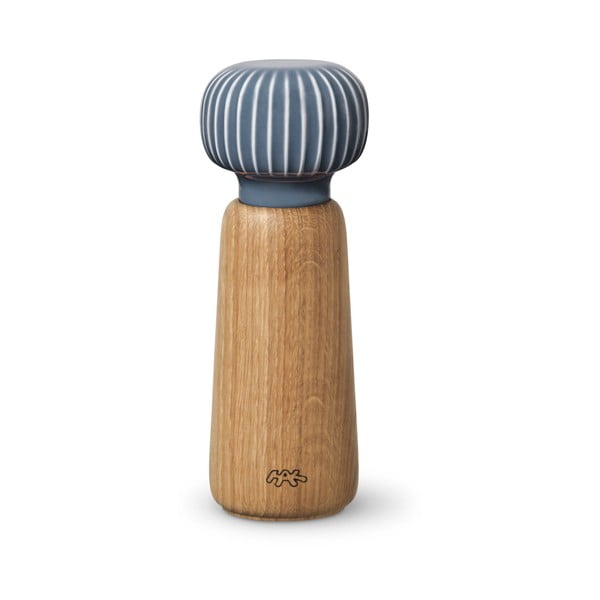 Mlin za začine od hrastovog drveta drveta s antracit porculanskim detaljima Kähler Design Hammershoi, visine 17,5 cm