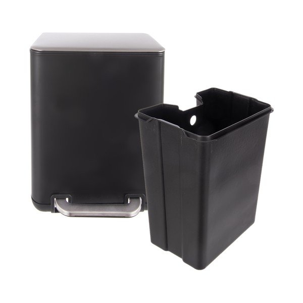 Crna kanta za smeće od nehrđajućeg čelika s pedalom 6 l Black – Orion-image-4