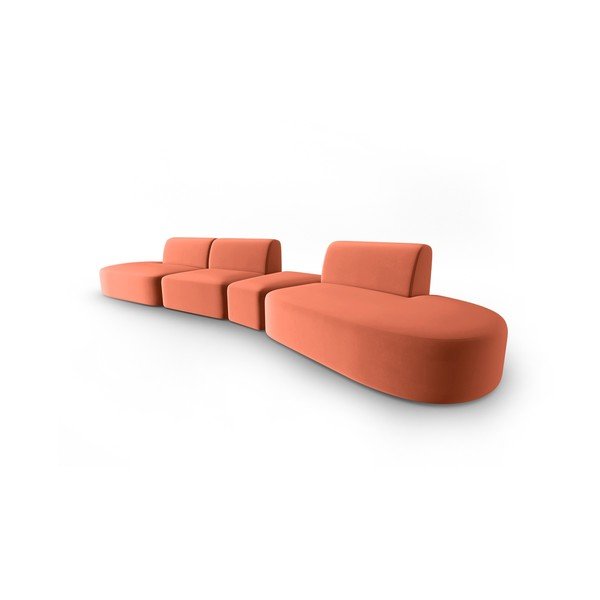 Ružičasta baršunasti sofa s desnim kutom 428 cm Paolo – Milo Casa-image-2