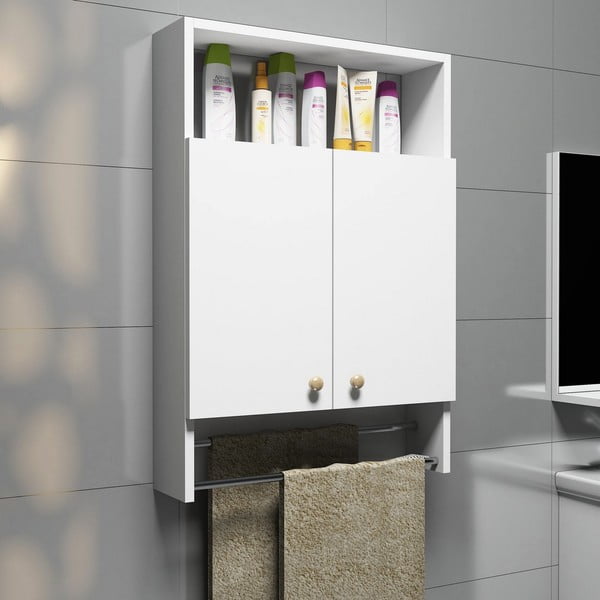 Bijeli kupaonski ormarić s stalkom za ručnike, Kupaonski ormarić-image-1