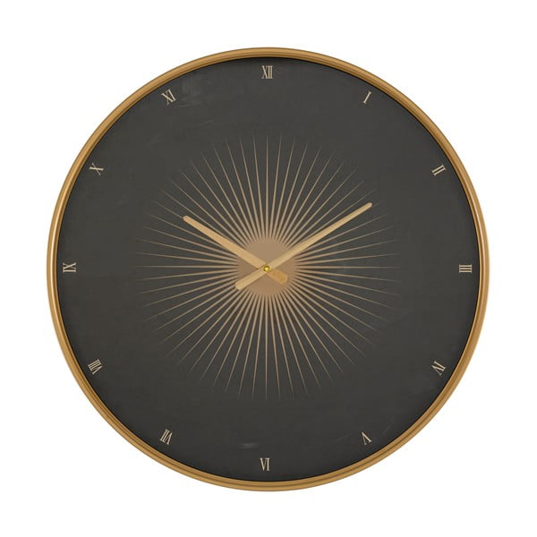 Crni zidni sat s okvirom u zlatnoj boji Mauro Ferretti Glam Classic, ø 60 cm