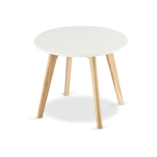Bijela stolić za kavu sa nogama od hrastovog drveta Furnhouse Life, ø 48 cm