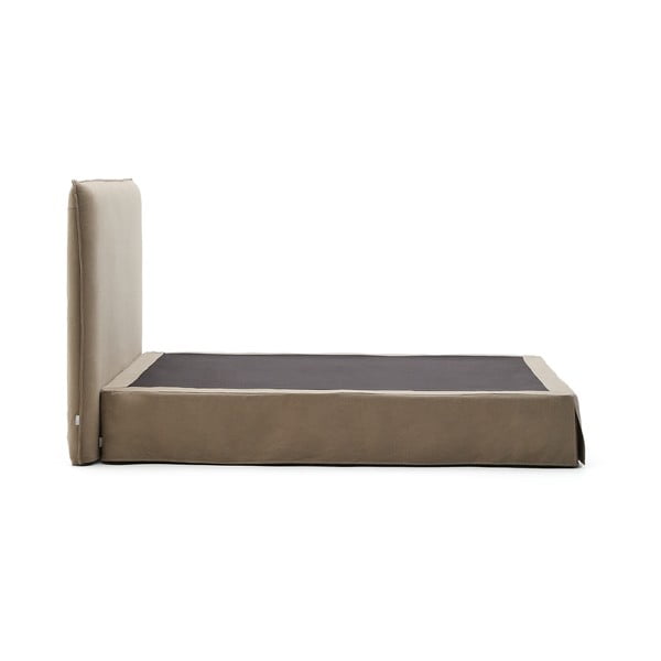 Smeđe-sivi tapecirani bračni krevet 160x200 cm Jaira – Kave Home-image-4