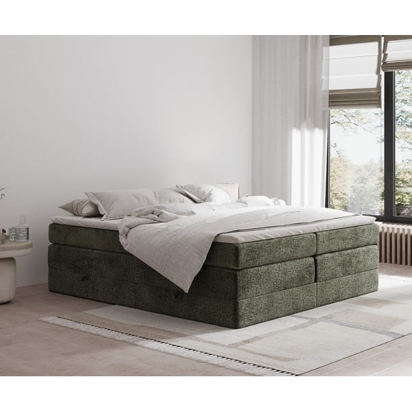 Tamno zeleni boxspring krevet s prostorom za odlaganje/bez uzglavlja 160x200 cm Juniper – Maison de Rêve-image-1