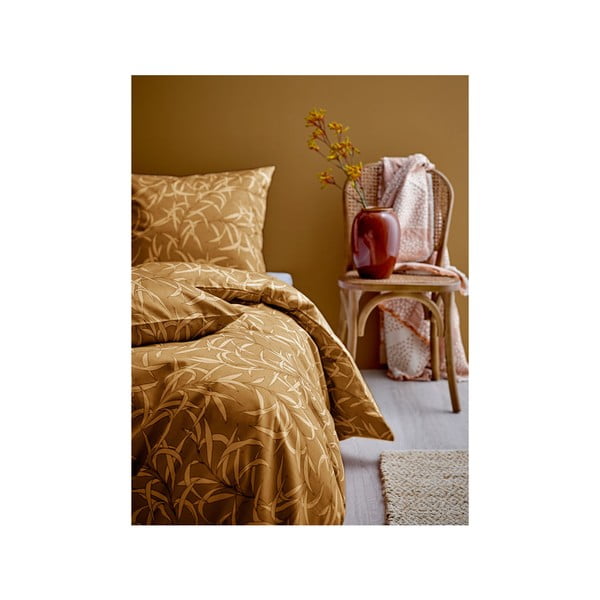 Žuta posteljina od pamučnog satena Södahl Breeze Golden, 140 x 200 cm-image-1