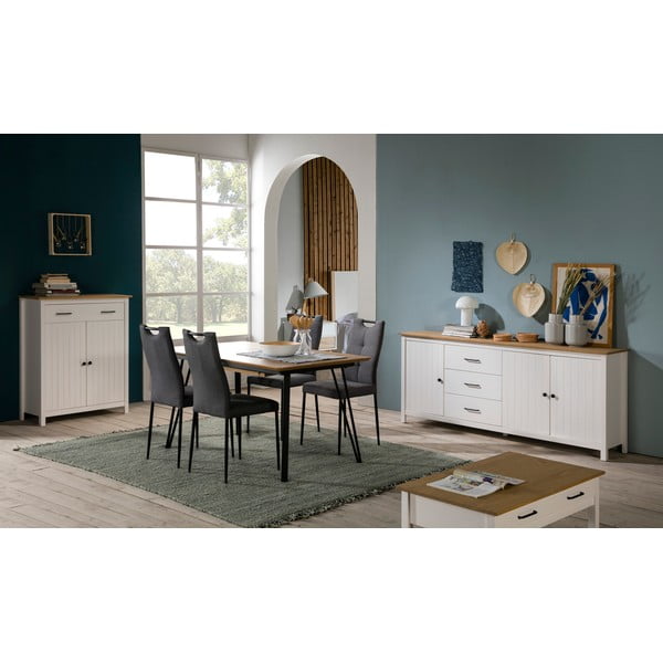 Bijela niska komoda od masivnog bora 190x80 cm Miranda – Marckeric-image-1