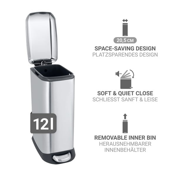 Kanta za smeće od nehrđajućeg čelika s pedalom u srebrnoj boji 12 l Design – Wenko-image-3
