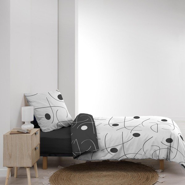 Bijela/tamno siva posteljina za krevet za jednu osobu od mikrovlakana 140x200 cm Sonate – douceur d'intérieur-image-4