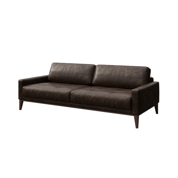Tamnosmeđa kožna garnitura MESONICA Musso Tufted, 210 cm-image-2
