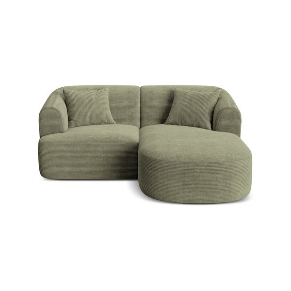 Zelena kutna garnitura od samta (s desnim kutom/s ležaljkom) Campi – Cosmopolitan Design