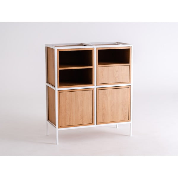 Bijela visoka komoda u dekoru hrasta 88x102 cm Skap - CustomForm-image-2