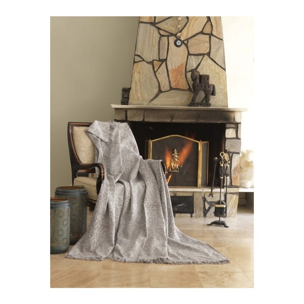 Bež pamučna deka Mismo Linen, 170 x 220 cm