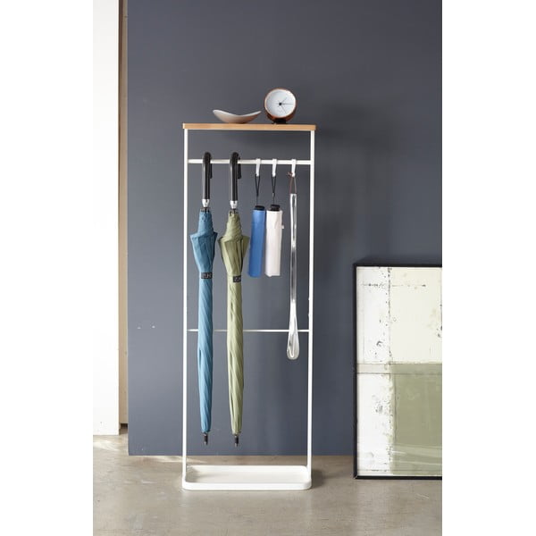 Bijeli stalak za odlaganje s drvenom policom Yamazaki Tower-image-3