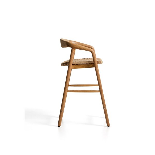 Barska stolica s naslonima za ruke od punog hrasta u prirodnoj boji (visine sjedala 65 cm) Derile – Kave Home-image-4