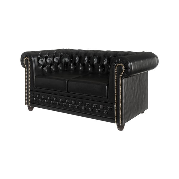 Crni kauč od imitacije kože 148 cm York - Ropez