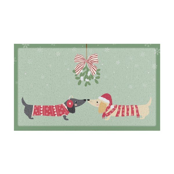 Otirač s božićnim motivom od reciklirane plastike 40x70 cm Christmas Sausage Dogs – Artsy Doormats