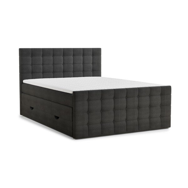 Antracitno sivi boxspring krevet s prostorom za odlaganje 200x200 cm Tasca – Maison de Rêve